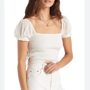 Billabong Wo Smocked Puff Sleeve Crop Top